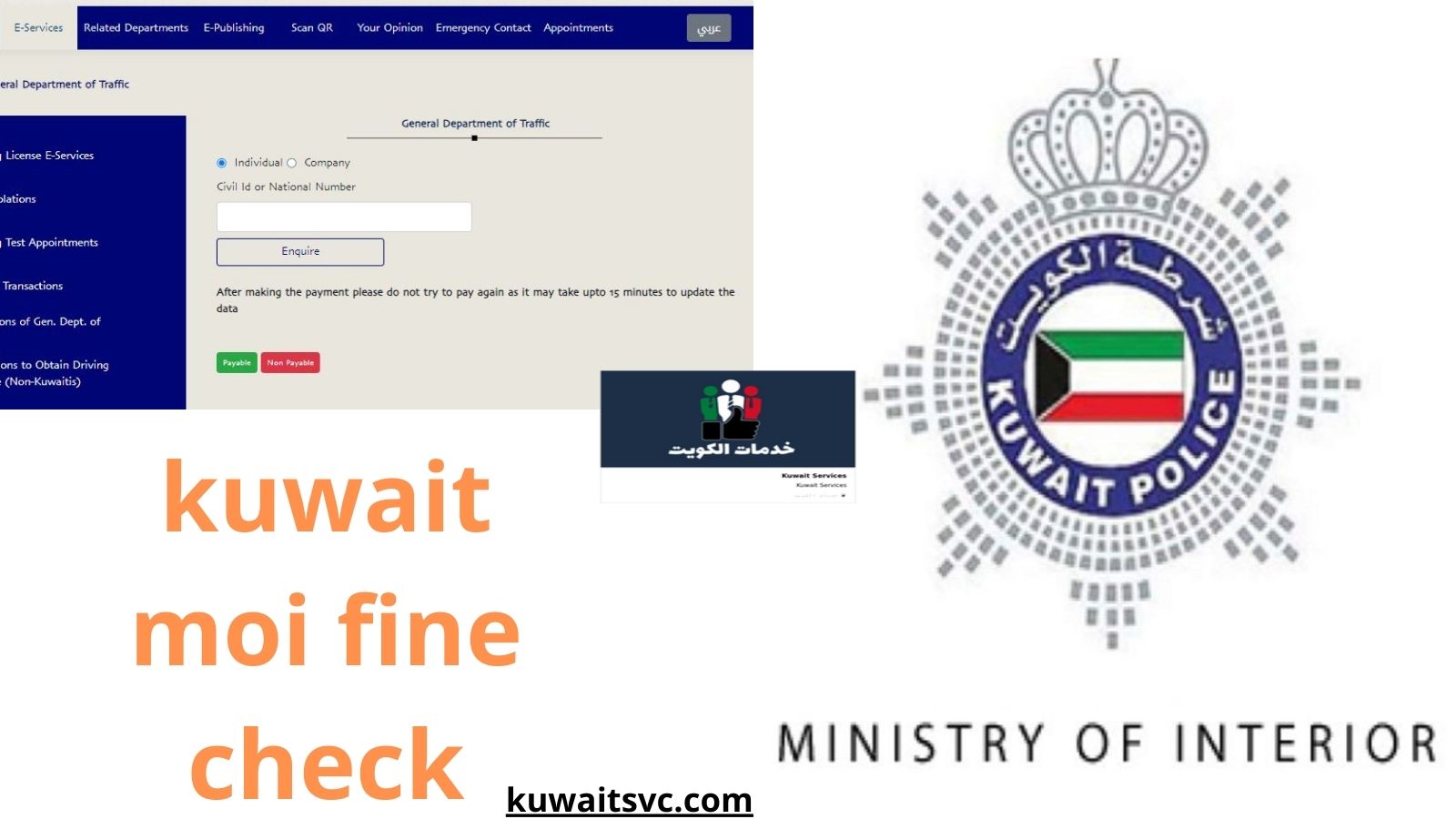 kuwait moi fine check: Verify with Civil ID or Company Number, Process Fine Payments, & More